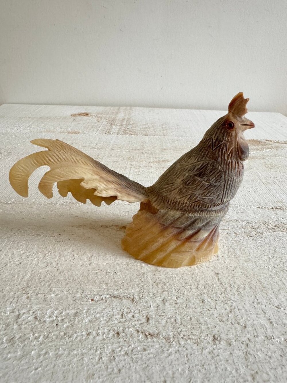 Vintage Carved Chicken Decor - Vintage Horn Rooster Hen Figurine